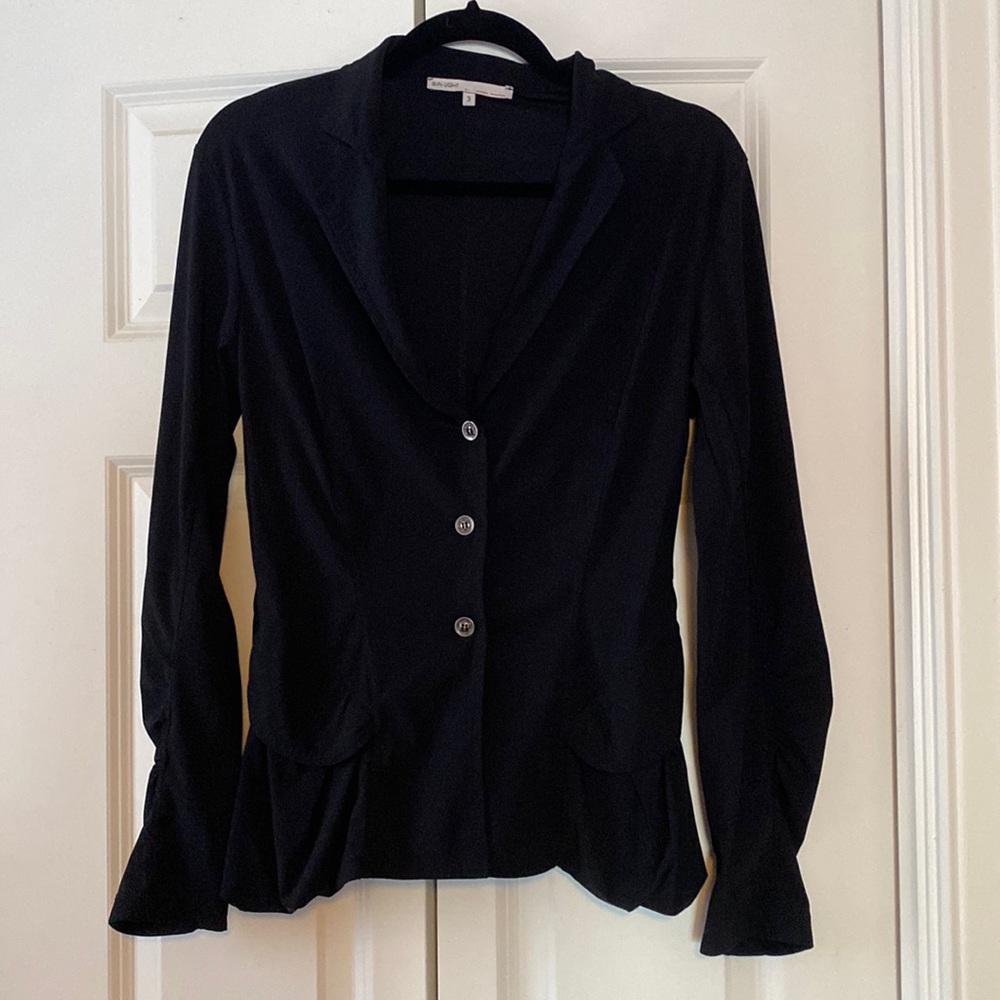 Sunlight black light jacket style button down shirt stretchy fabric size 3